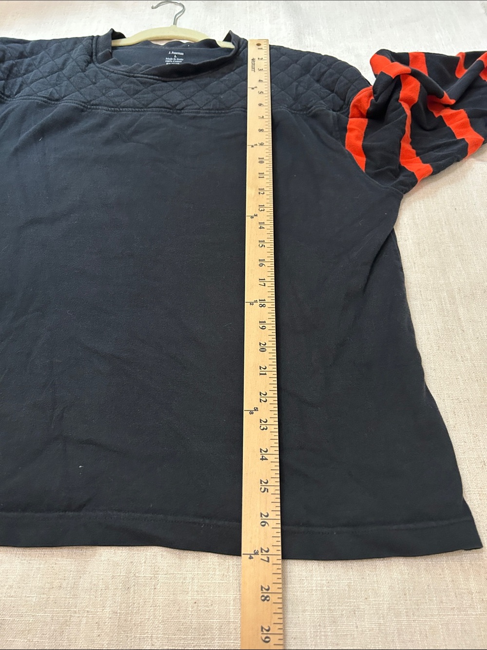 Vintage J. Peterman Men's Rugby Style Shirt Black/Orange Quilted Yoke Football - Picture 6 of 8